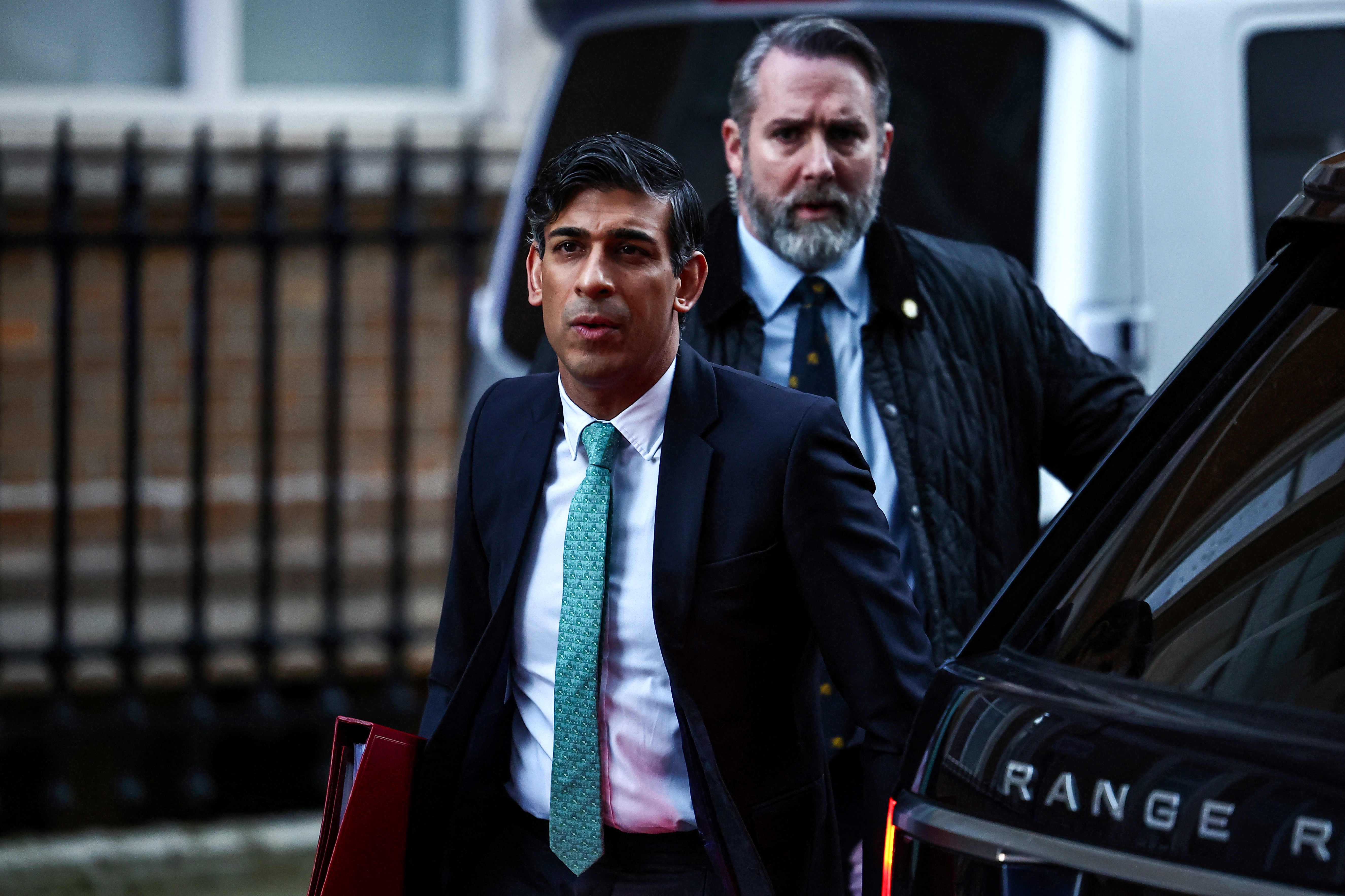 Britain’s Prime Minister Rishi Sunak arrives at the BBC studios in central London