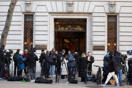 Reporters outside Aldwych House in London, where the Post Office Horizon IT inquiry is taking place.