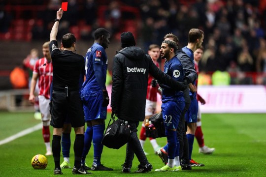 Benrahma was sent off shortly after half-time