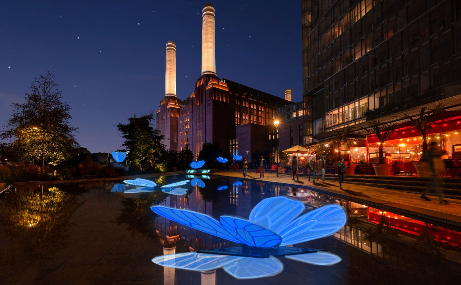 There will be a free light trail at Battersea Power Station later this month