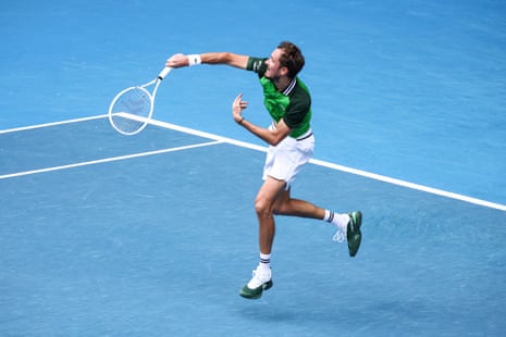 Daniil Medvedev serves.