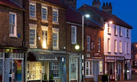 High Street at dusk, Market Weighton, East Yorkshire.