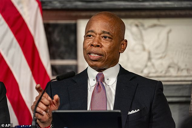 New York City mayor Eric Adams (pictured in December last year at City Hall) said social media was little better than guns and cigarettes