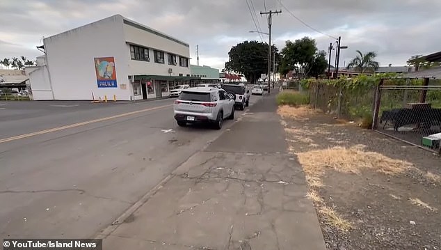 The street pictured above is where the woman reportedly gave birth and then dragged the baby by the umbilical cord in Hilo, Hawaii