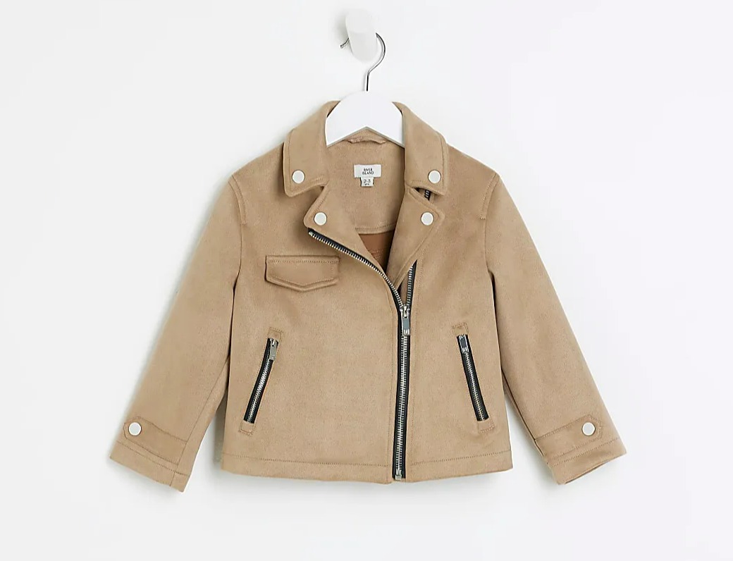 River Island recalled Mini Girls Beige Suedette Biker Jacket over choking fears