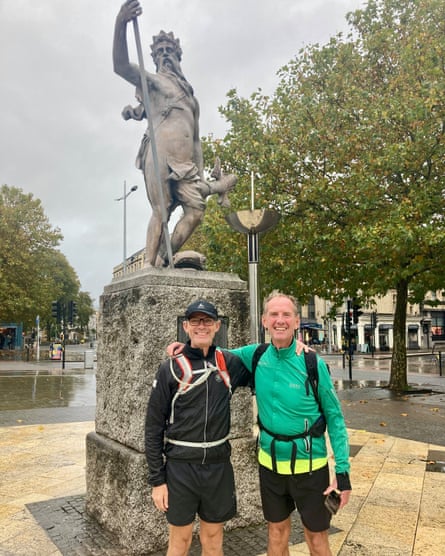 Best foot forward: the start of the route under the statue of Neptune in Bristol.