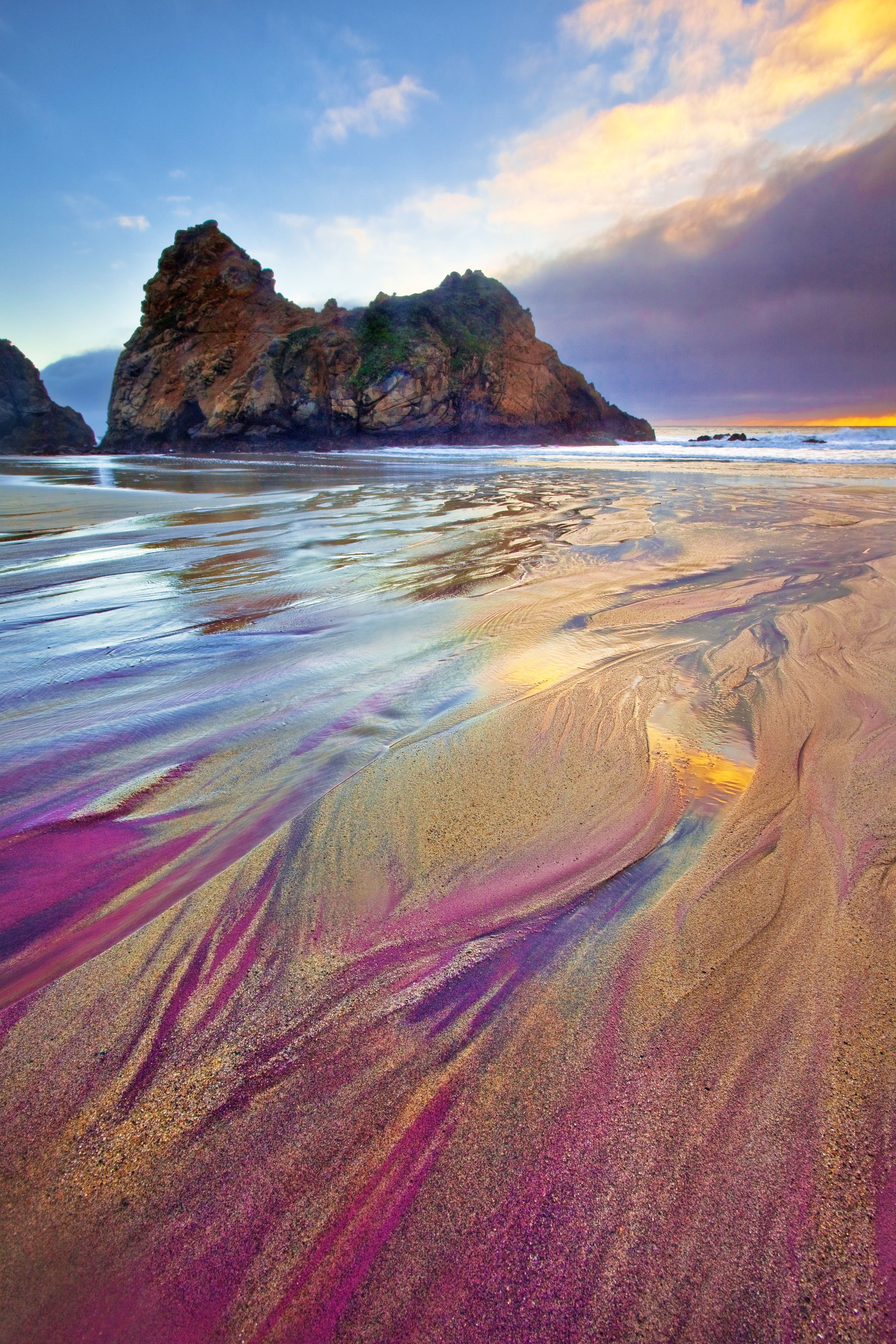 A beach in the US is known for its strange purple sands