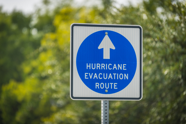 Hurricane evacuation route sign