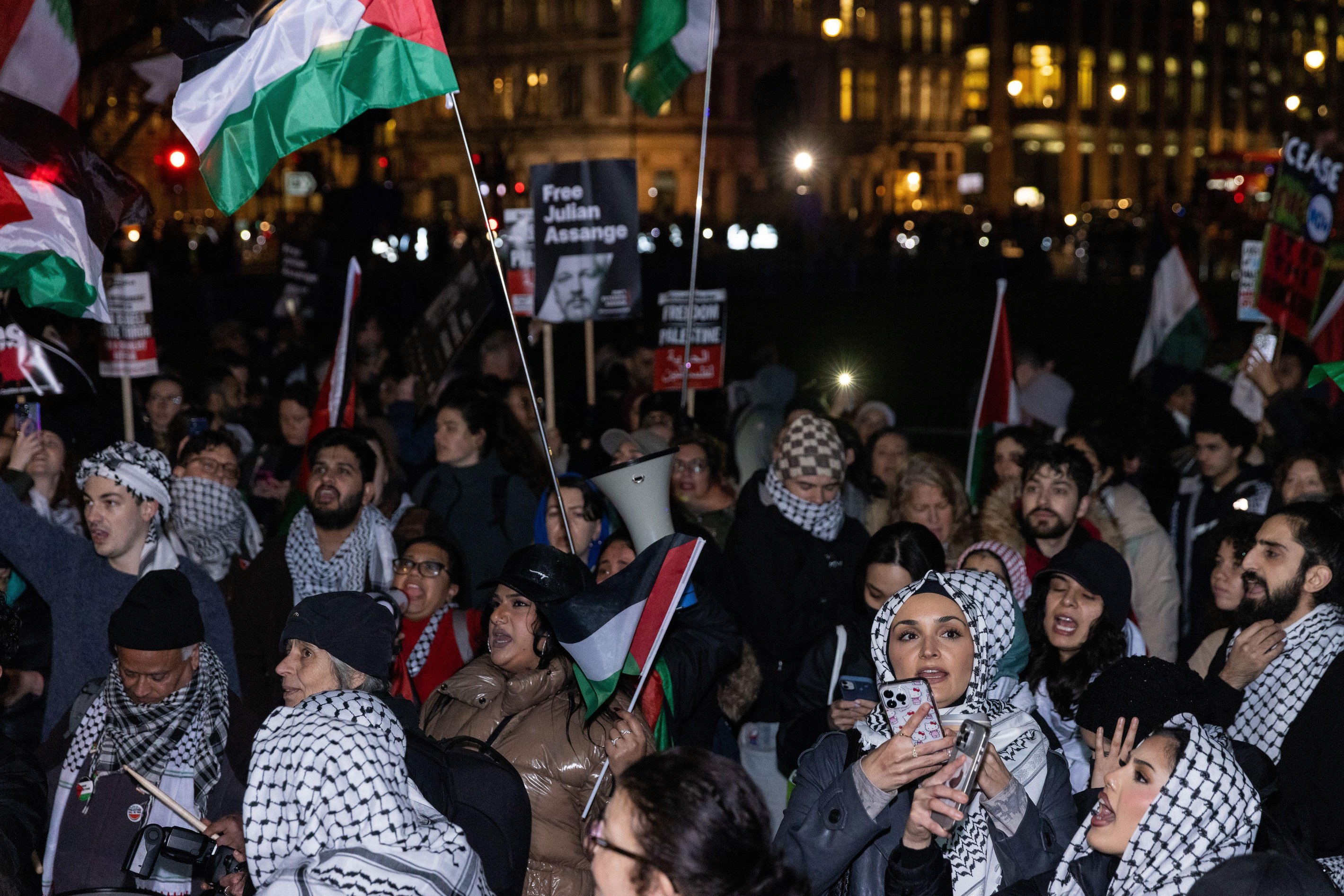 Officers were accused of standing by as protesters projected the controversial phrase 'from the river to the sea'