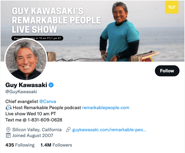 Guy Kawasaki on Twitter