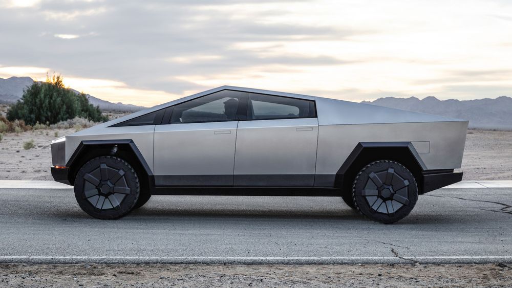 Tesla Cybertruck Electric Pickup Truck Profile View 2