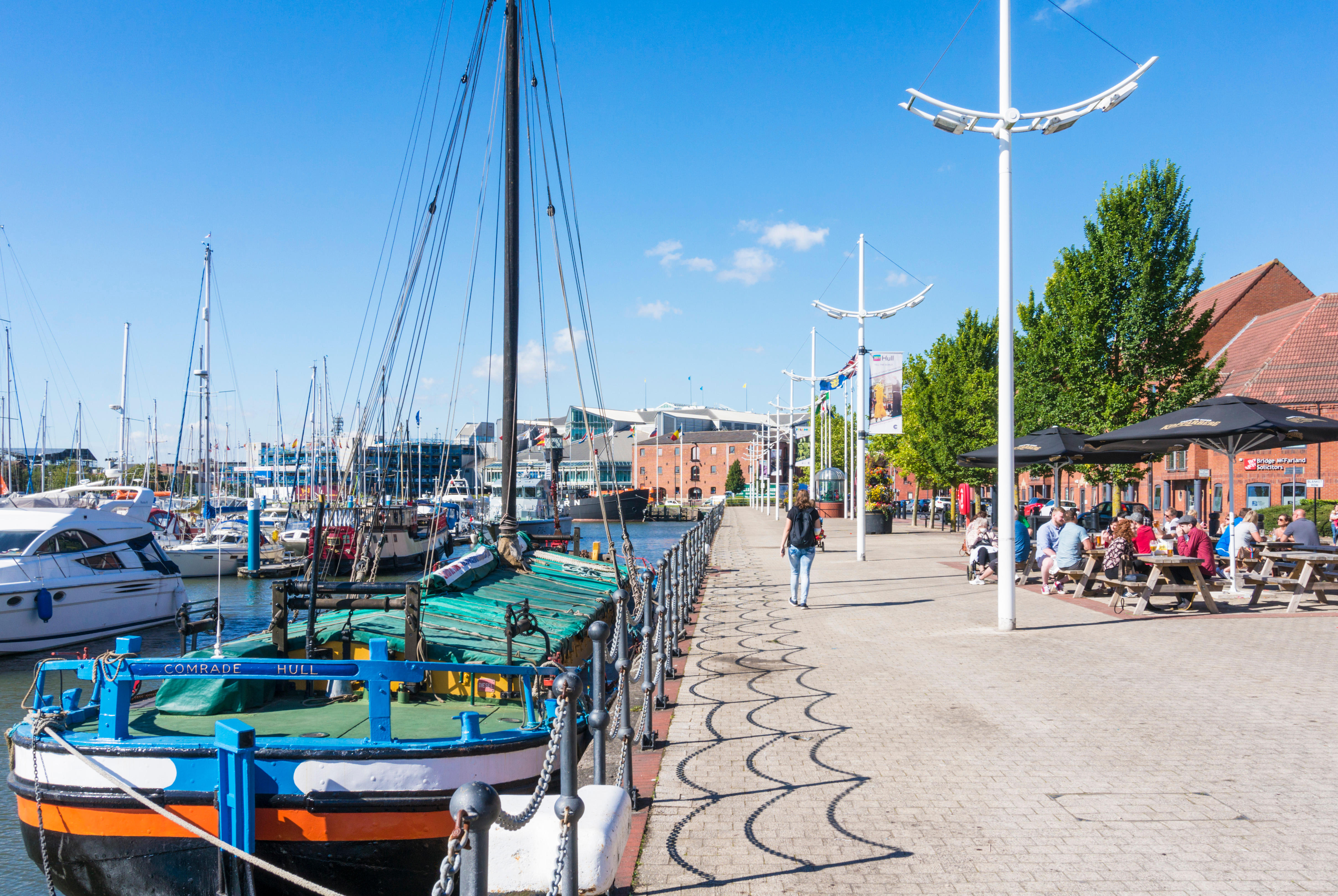 Hull's marina is lined with bars, cafes and independent shops