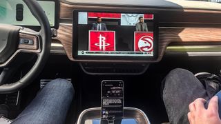 Watching google cast of NBA app on Rivian R1S infotainment screen