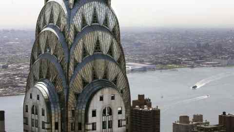 Chrysler Building Celebrates 75th Anniversary...NEW YORK - MAY 27: The Chrysler Building is seen from the roof of the Met Life building as the press were given a tour to mark the 75th Anniversary of the New York Landmark May 27, 2005 in New York City. The Art Deco building is now owned by Tishman Speyer Properties and was opened on May 27, 1930. (Photo by Mario Tama/Getty Images)