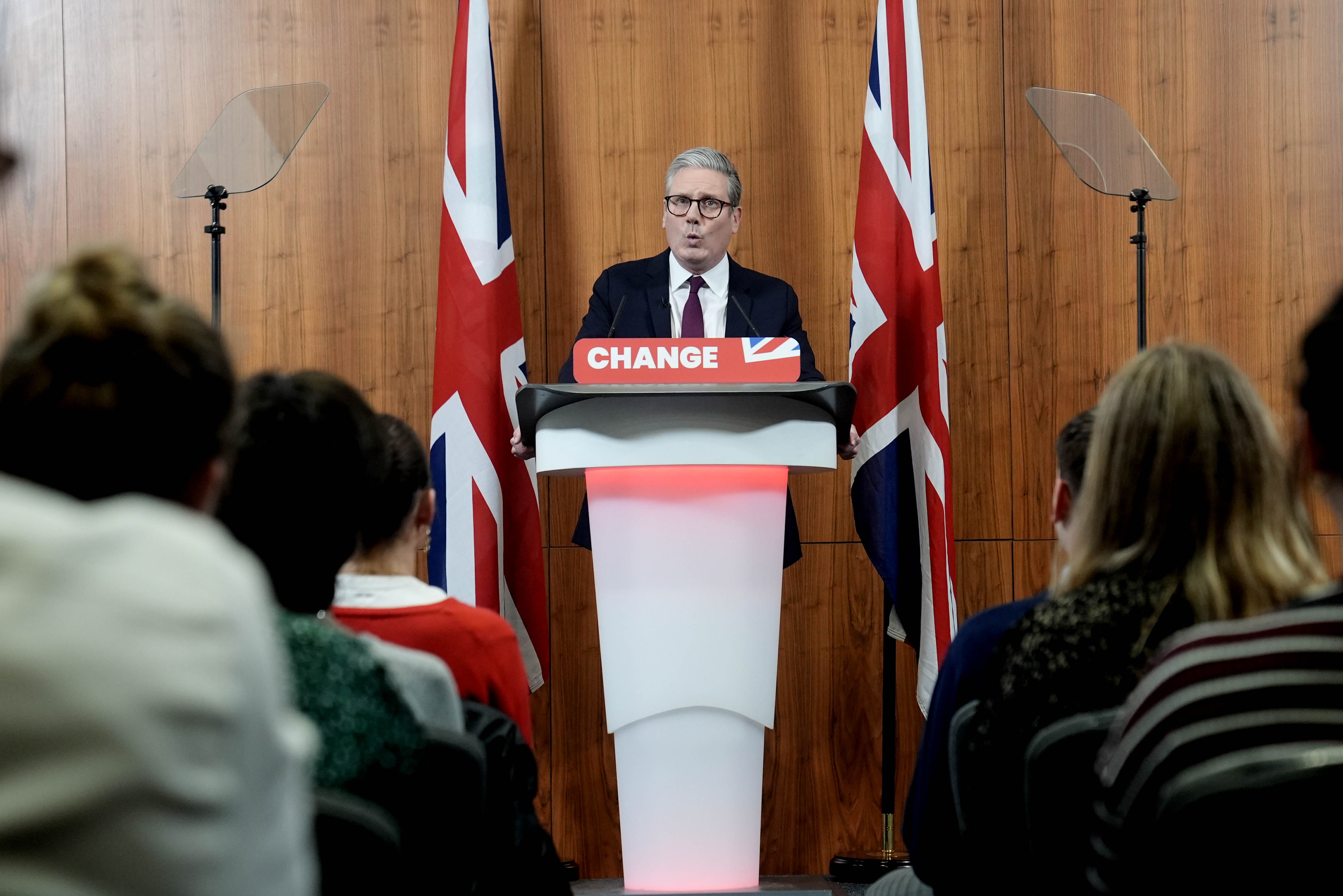 Sir Keir Starmer speaking in Westminster after the election was called for July 4