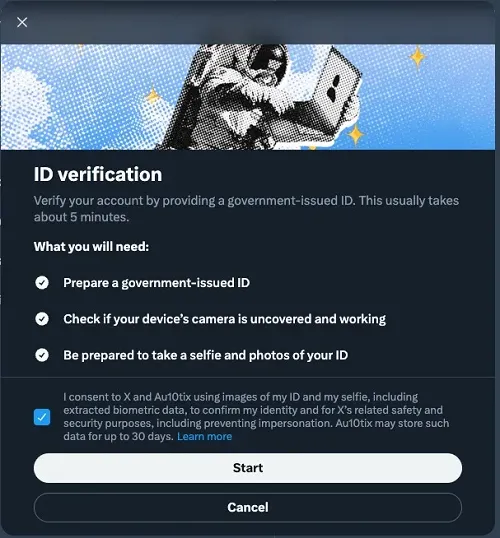 X ID confirmation