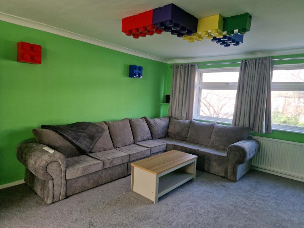 The living room offers a comfy place to relax after visiting Legoland