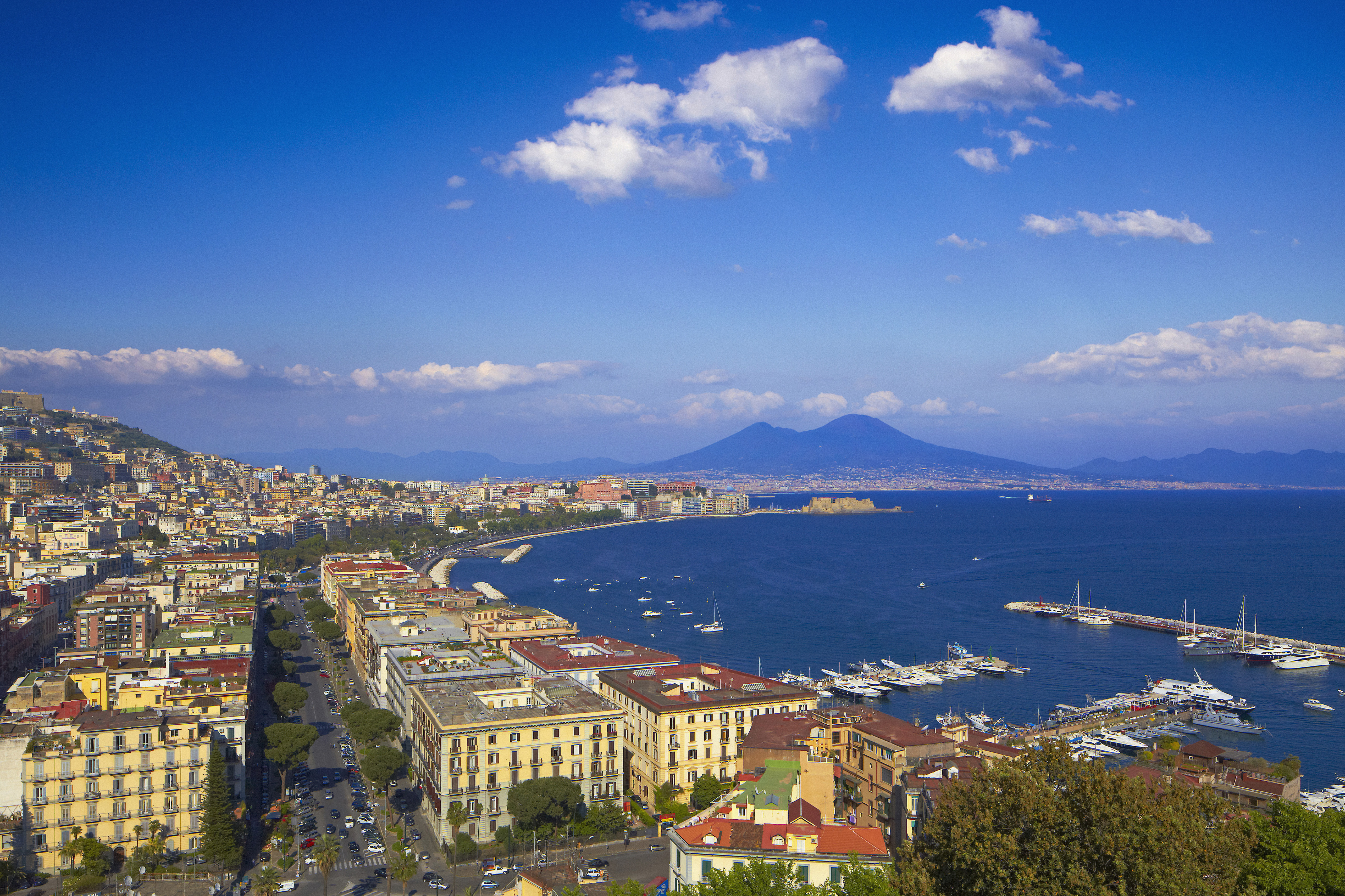 Mount Vesuvius, pictured in the background, is also close to Campi Flegrei