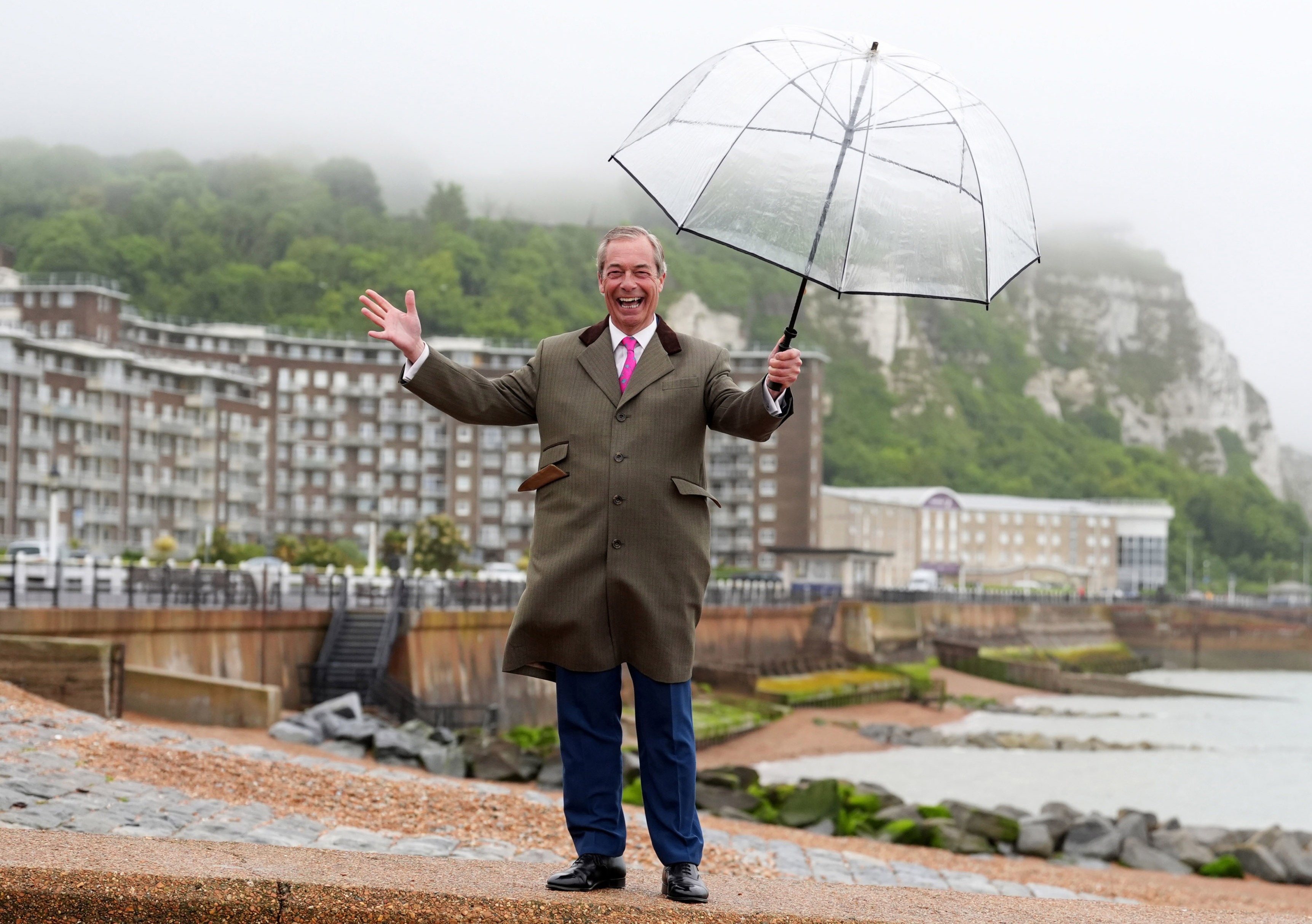 Farage campaigning for Reform UK in Dover yesterday