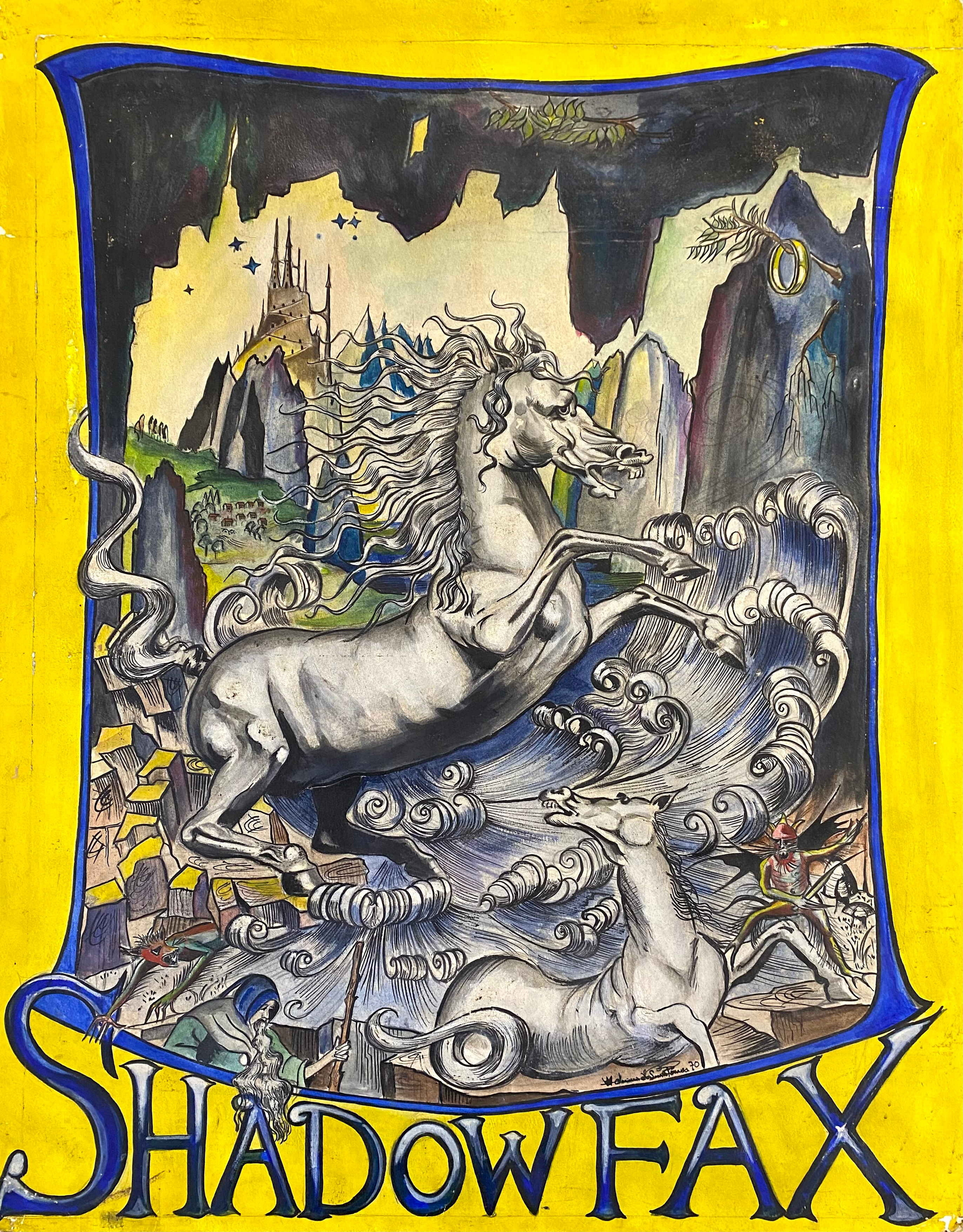 Count Dominic Bon de Sousa Pernes’ original poster design for Shadowfax, 1970