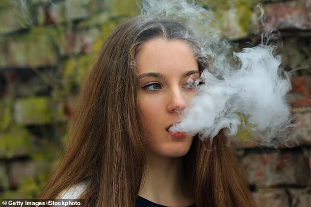 Researchers from University College London have found that the number of 18 to 24-year-olds vaping has tripled in two years, driven by the emergence of disposable devices (file pic)