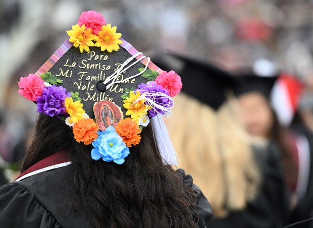 Ashley Guerra’s decorated cap during University of Redlands College of...