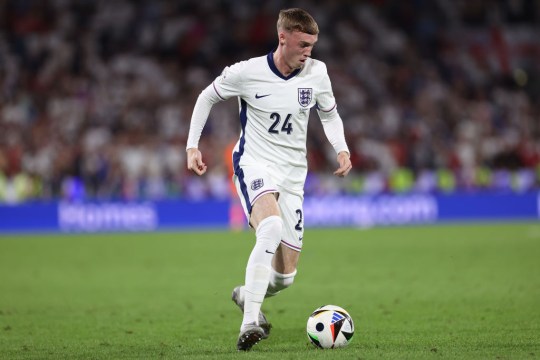 Cole Palmer of England controls the ball during the UEFA EURO 2024 group stage match between England and Slovenia