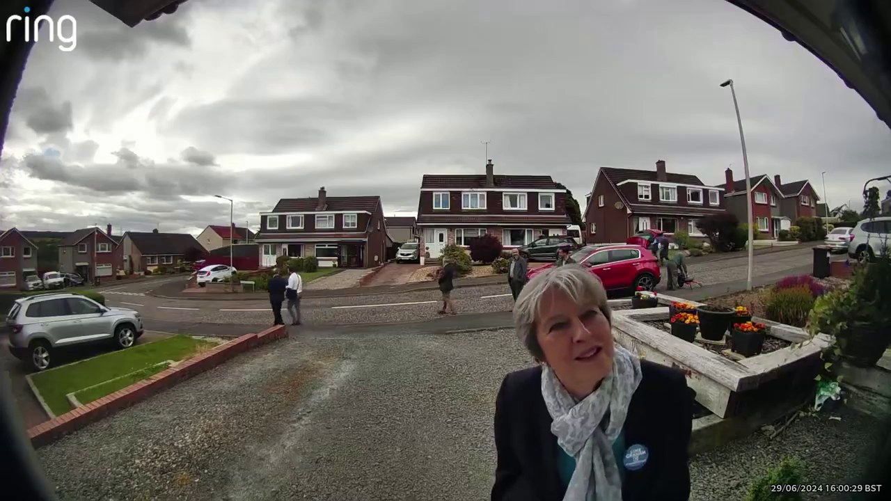 Theresa May was seen canvassing on a Scottish street yesterday