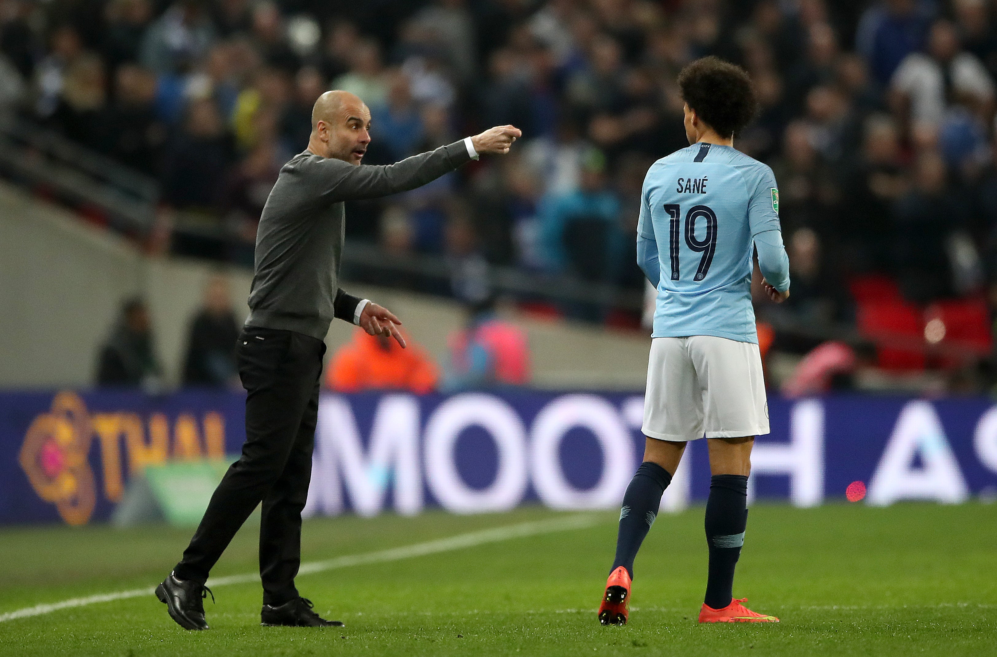 Pep Guardiola had said Leroy Sane, alongside Gabriel Jesus and Raheem Sterling, was “the future of the club” (Nick Potts/PA)