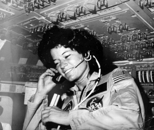 Sally Ride on board the shuttle