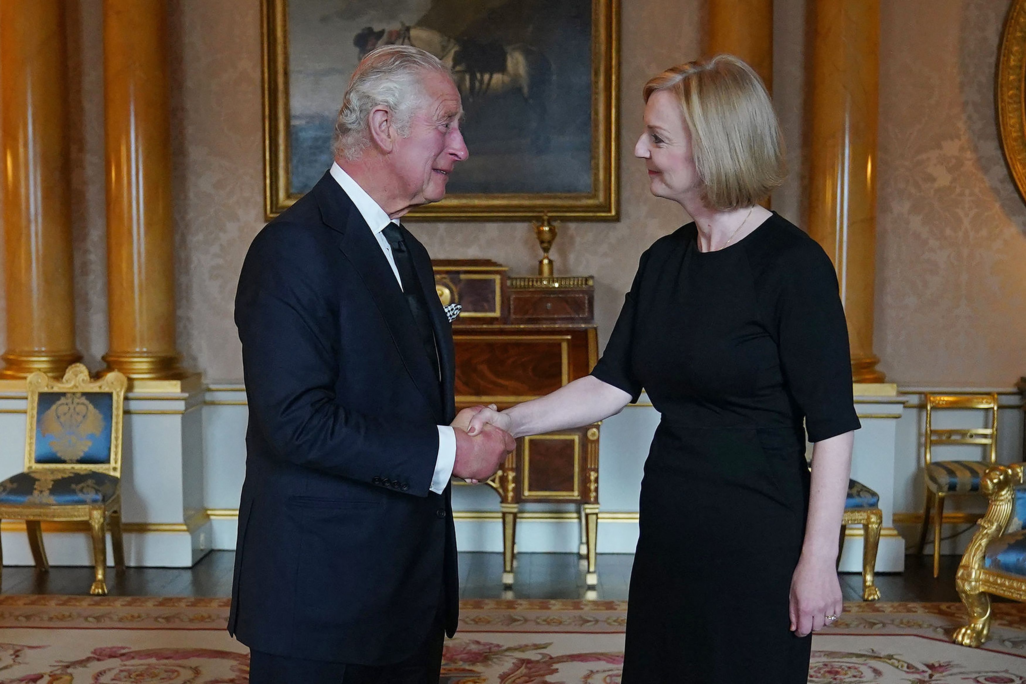 King Charles III during his meeting with former Prime Minister Liz Truss