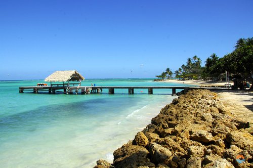 The resort has its own private white sandy beach