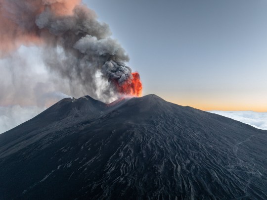 Mount Etna erupting in Sicily 