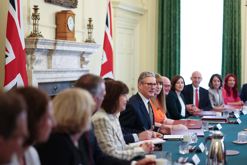 The newly-minted PM hailed gathered his top team Labour’s first Cabinet meeting yesterday