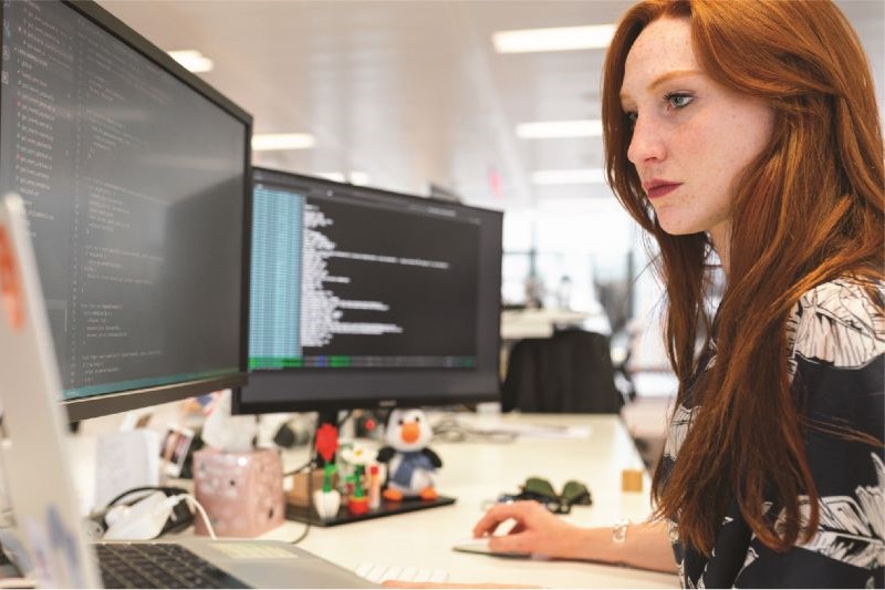 Student working at computer