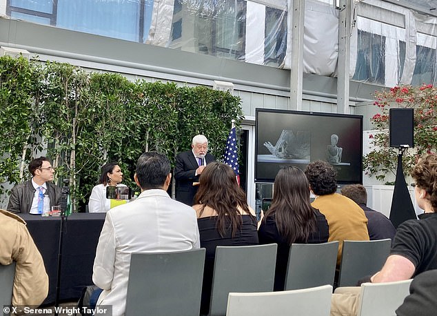 'So far we have tomographies [CT scans] and fluoroscopy analysis,' Maussan told DailyMail.com describing the x-ray and ultrasound data on the mummies that he unveiled at West Hollywood's Mondrian Hotel at a prior March 12, 2024 press event (pictured above)