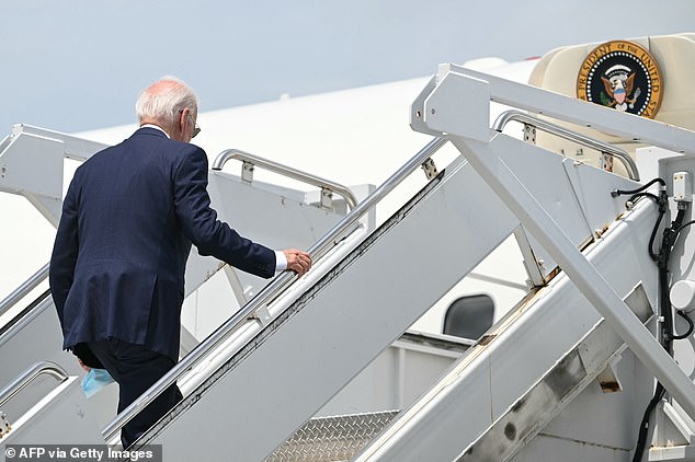 Biden was last seen looking frail while entering Air Force One on July 23