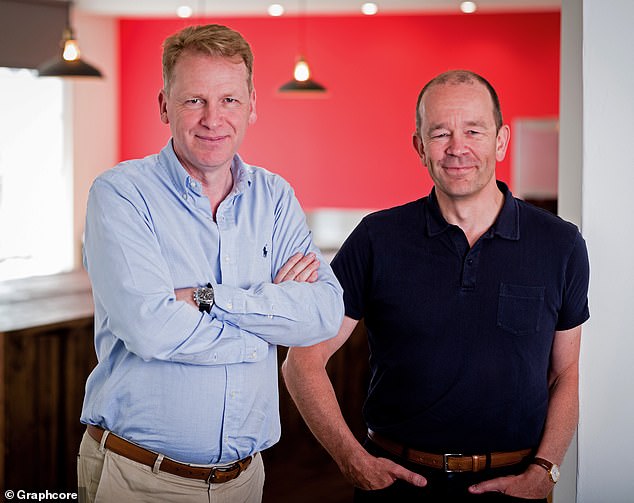 Acquired: Japanese investment giant Softbank Group has bought UK-based artificial intelligence chipmaker Graphcore, founded by Nigel Toon and Simon Knowles (pictured)