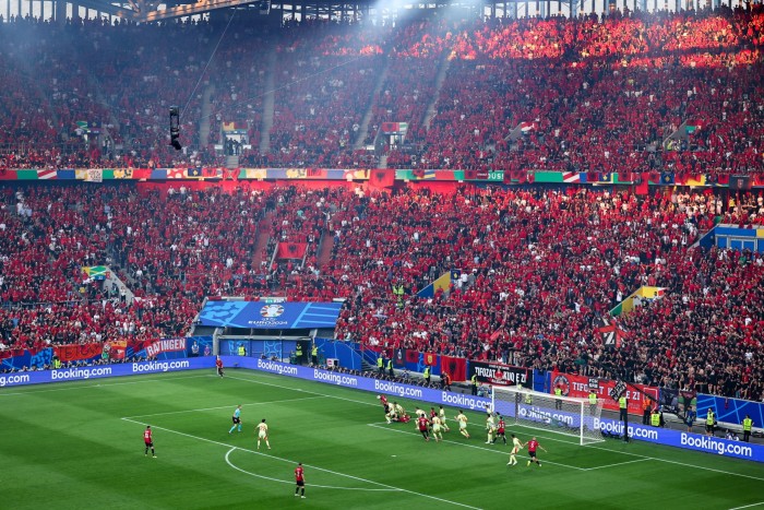 A general interior view of Merkur Spiel-Arena during the Euro 2024 group stage match between Albania and Spain