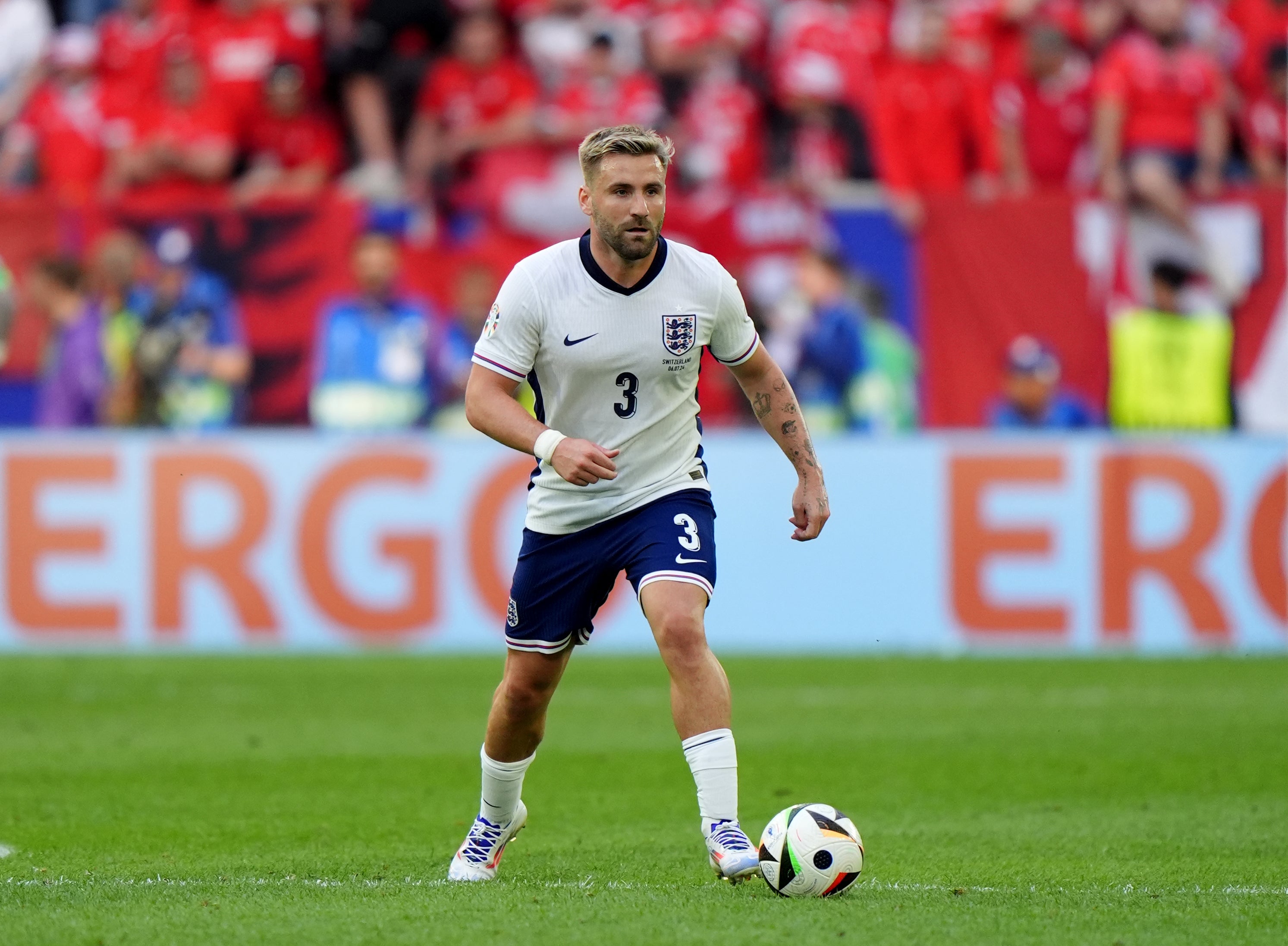 Luke Shaw came off the bench against Switzerland