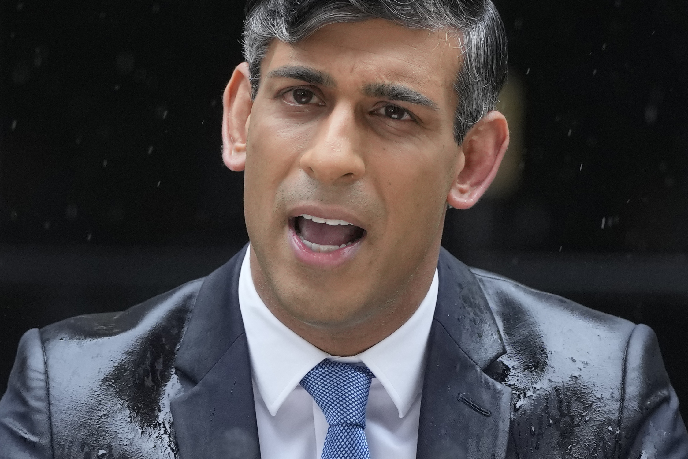 Rishi started the campaign with a rain-soaked speech