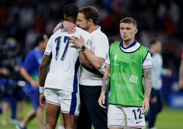 England star Ivan Toney hugs Gareth Southgate