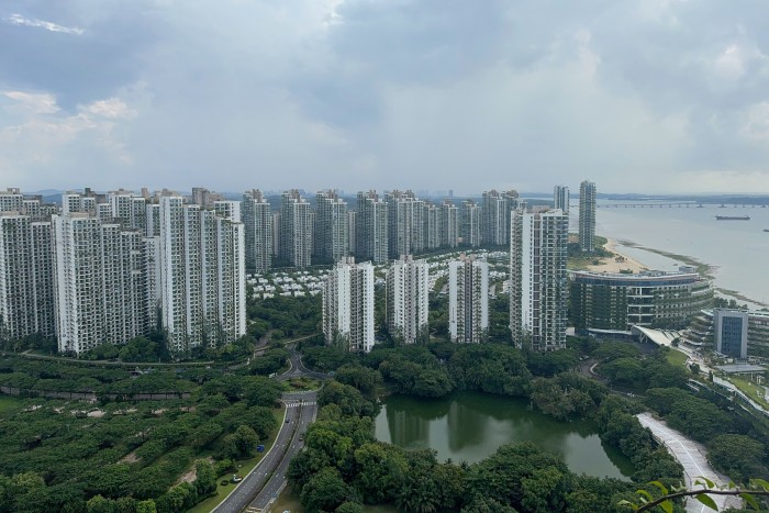 Aerial view of buildings in Forest City