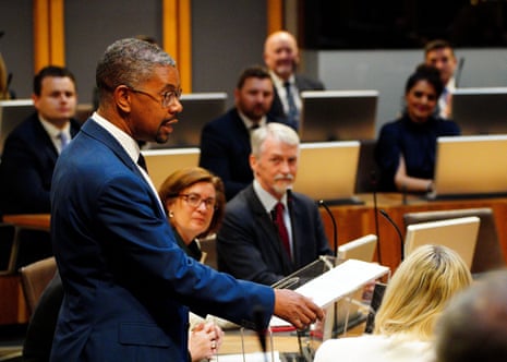 Vaughan Gething giving a speech in the Senedd when King Charles III and Queen Camilla visited last week to mark its 25th anniversary.