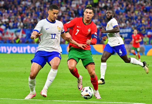 France star William Saliba and Portugal ace Cristiano Ronaldo