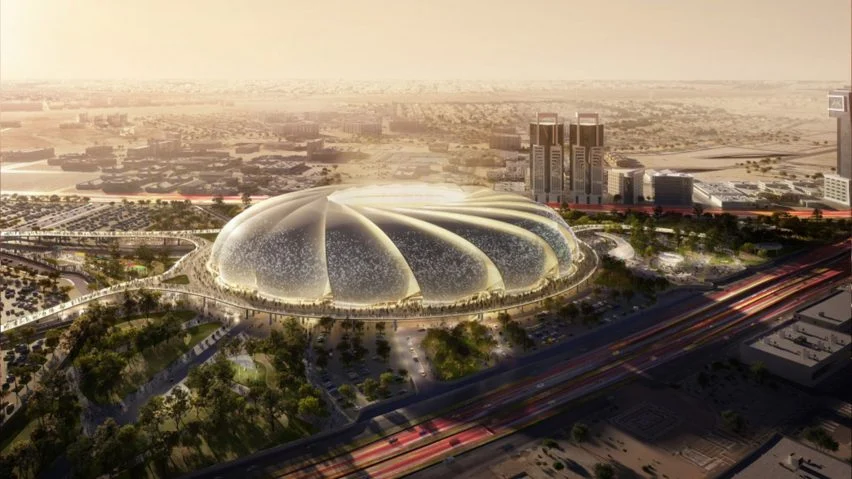 The Aramco Stadium will have a whirlpool-shaped design