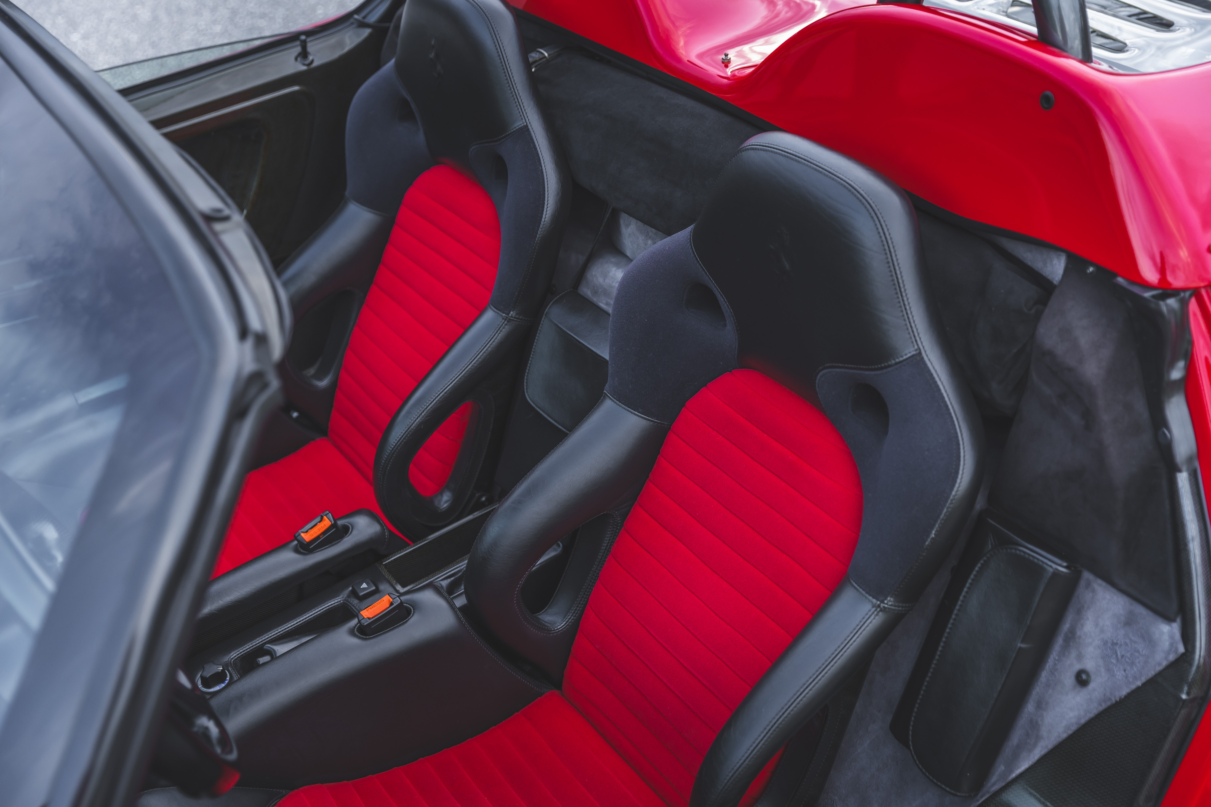 The interior of the car is kitted out with leather-trimmed seats