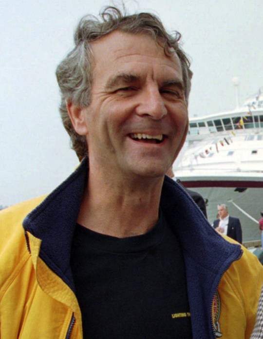 FILE - Commander Paul-Henri Nargeolet laughs, at Black Falcon Pier in Boston on Sept. 1, 1996. Nargeolet and four others died when the submersible Titan imploded near the wreckage of the Titanic one year ago. (AP Photo/Jim Rogash, File)