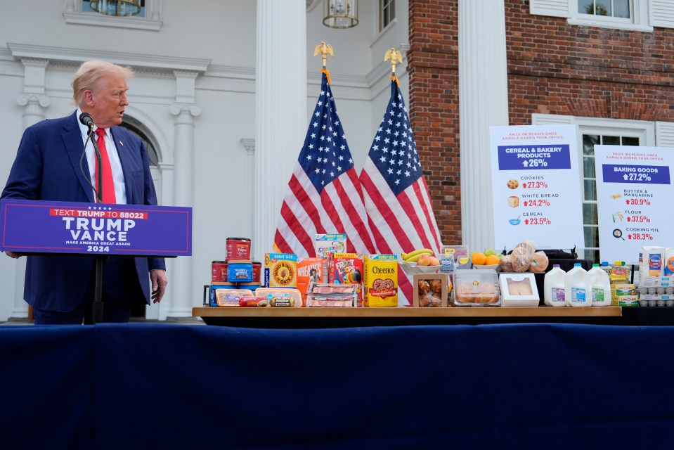 Trump stood next to everyday grocery items to highlight the inflation crisis