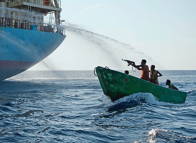 On the defensive: Somali pirates hijack the MV Maersk Alabama in the film Captain Phillips